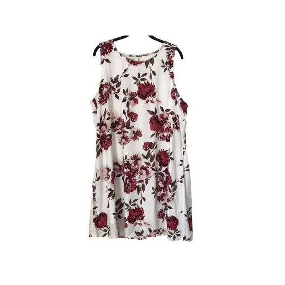 Maurices Dress Womens Size XXL White Floral Sleeveless Lined Keyhole Crew Neck - Picture 1 of 12